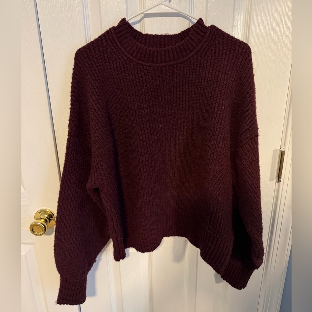 Time and Tru Burgundy Women's Large Polyester Long Sleeve Sweater